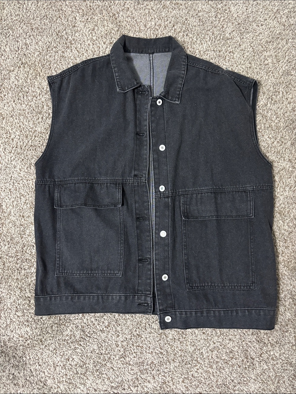 Womens Black Sleeveless Denim Vest